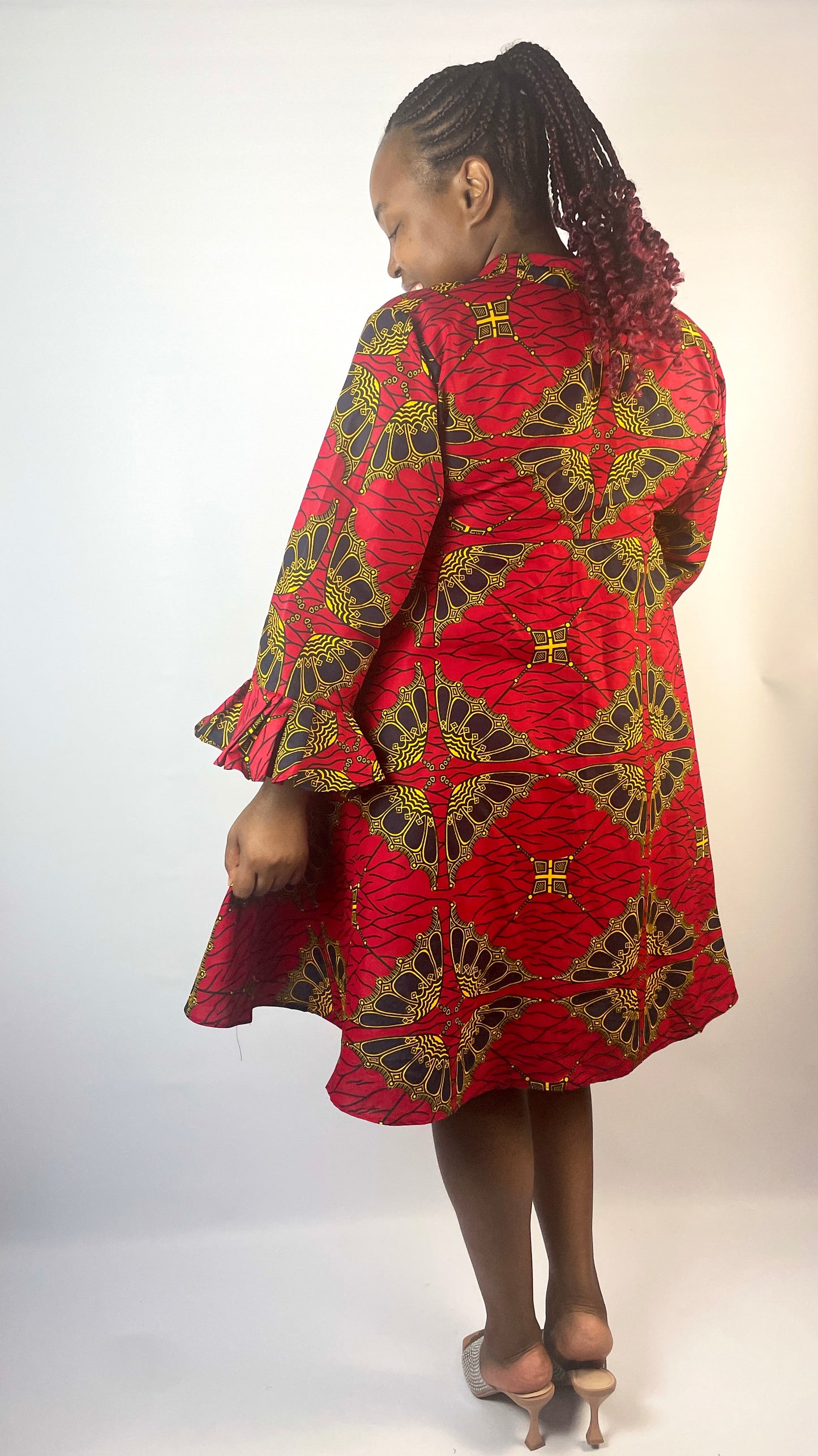 Diamond Ankara Shift dress Red