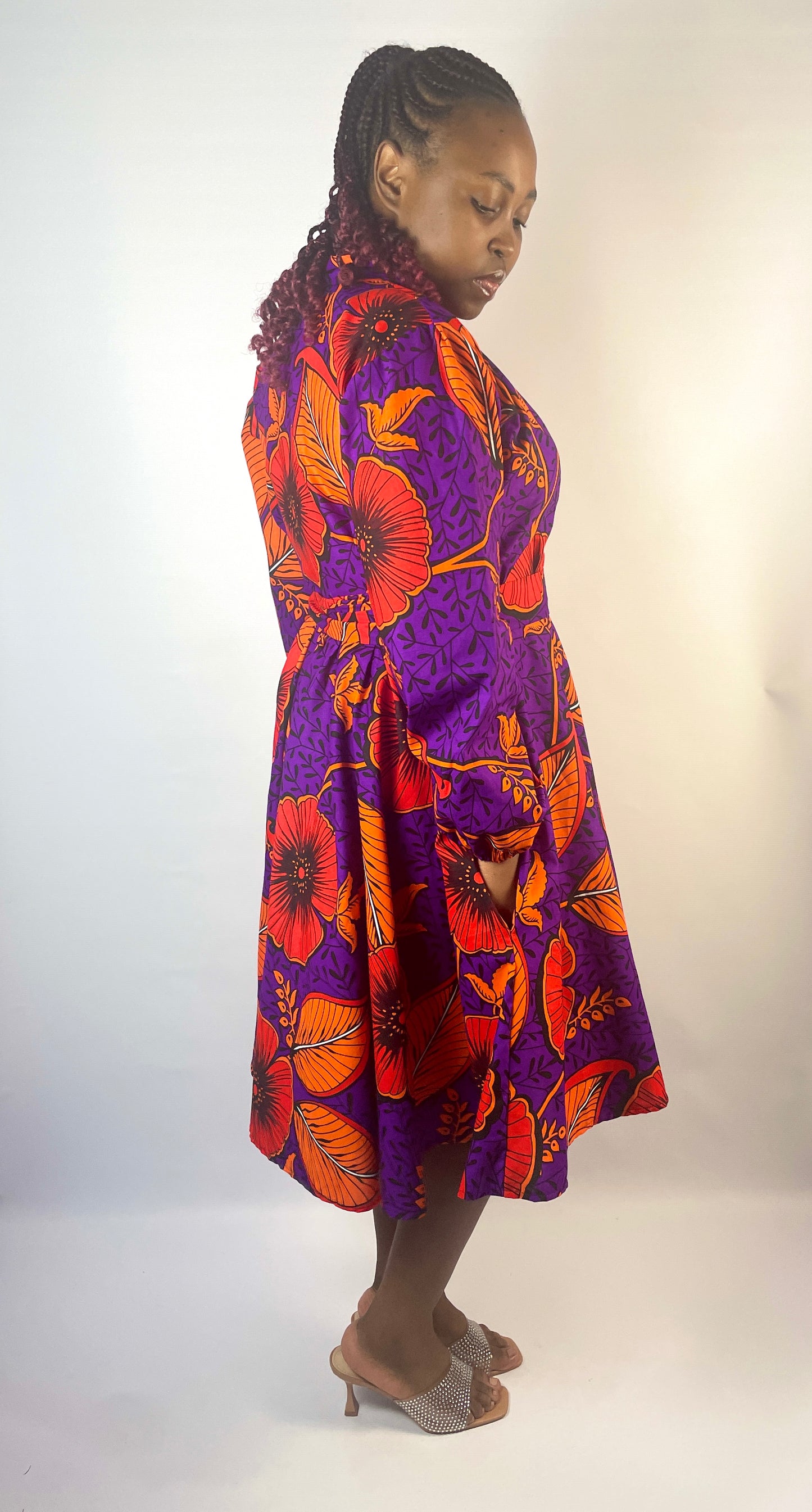 Tina Wrap Ankara dress - purple