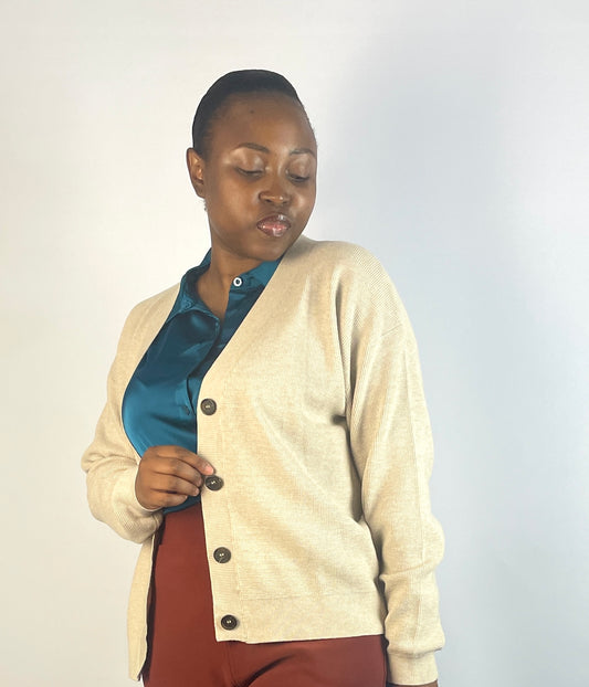 Beige Cardigan V-neck