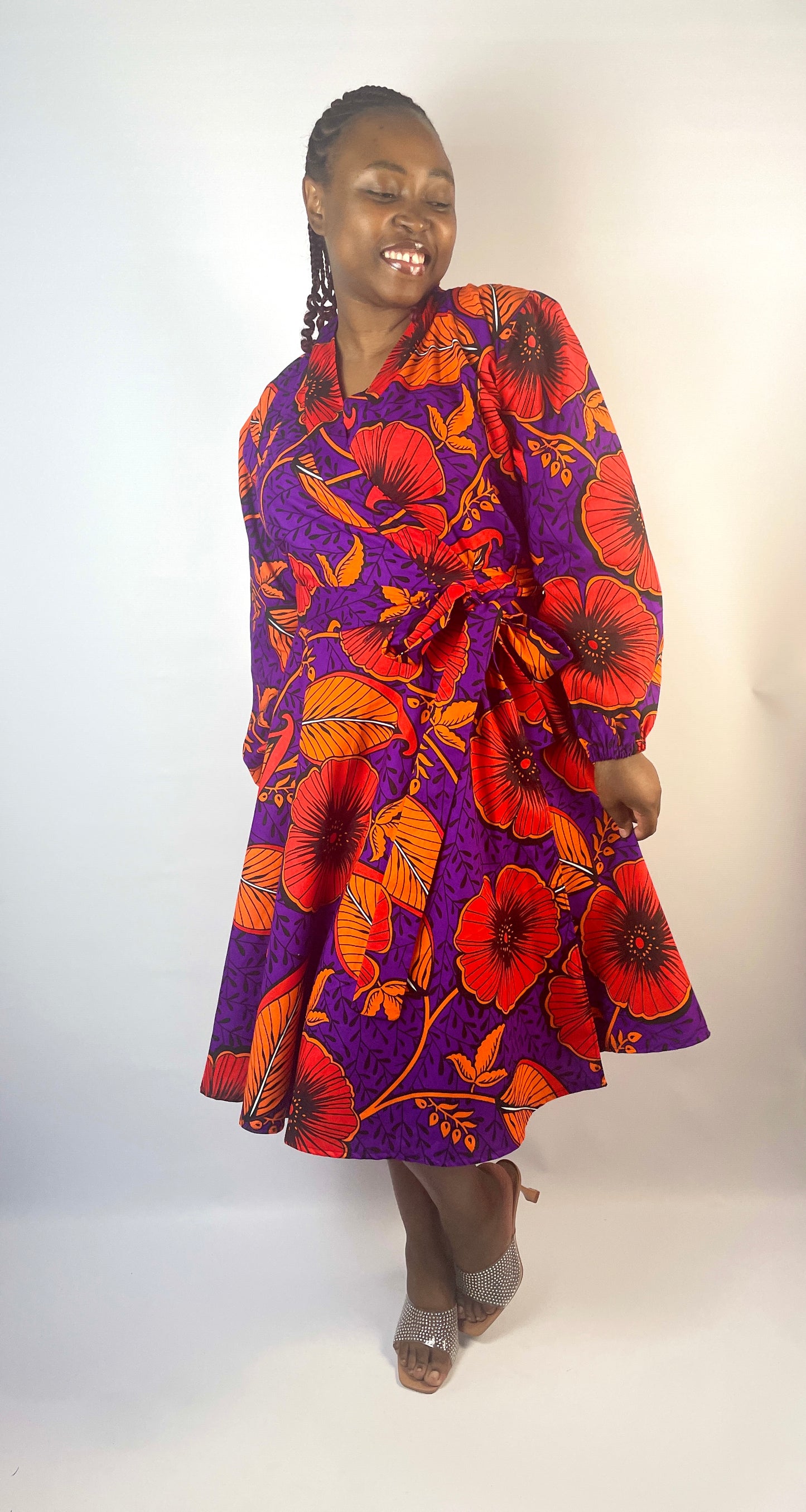 Tina Wrap Ankara dress - purple