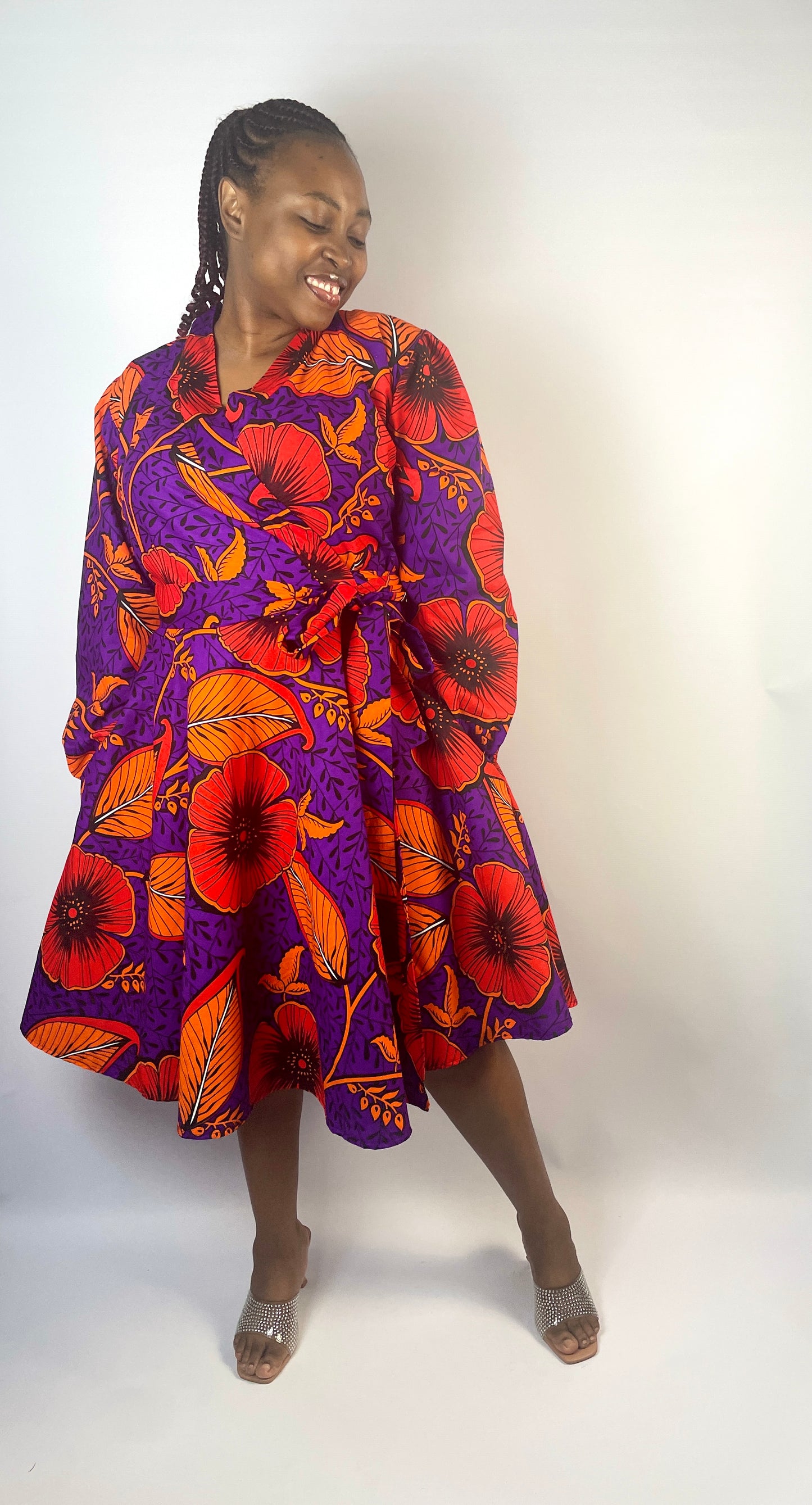 Tina Wrap Ankara dress - purple