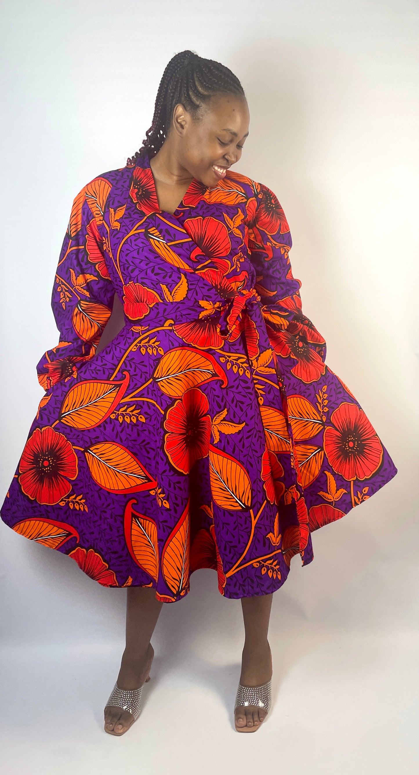 Tina Wrap Ankara dress - purple