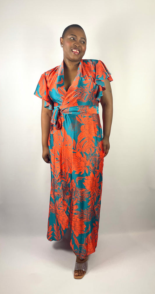 Ami Wrap Maxi Dress Blue